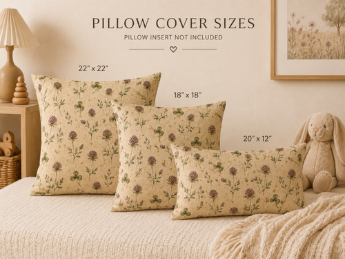 Cream Clover & Mauve Floral Pillow Cover