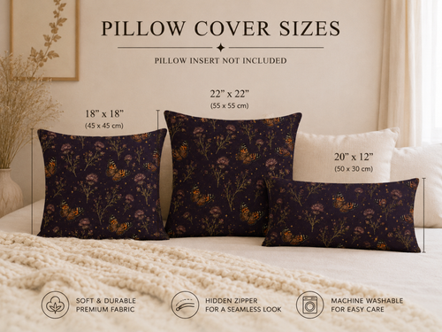 Plum Painted Lady Butterfly & Thistle Pillow Cover