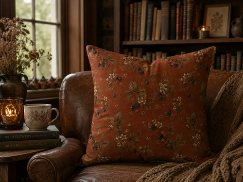 Terracotta Blackberry Bramble Pillow Cover
