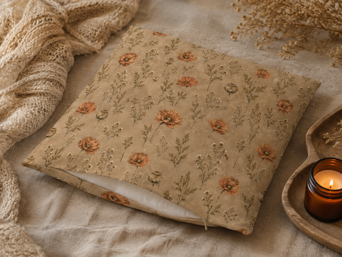 Rust Orange Floral & Seed Pod Pillow Cover