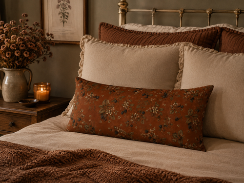 Terracotta Blackberry Bramble Pillow Cover
