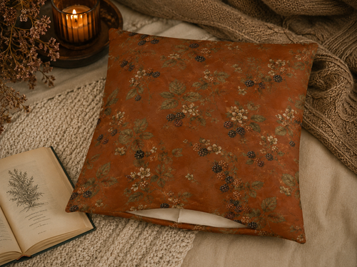 Terracotta Blackberry Bramble Pillow Cover