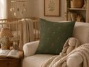 Olive Green Thistle Floral Pillow Cover