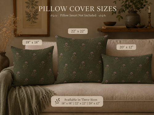 Olive Green Thistle Floral Pillow Cover