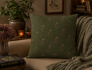 Olive Green Thistle Floral Pillow Cover