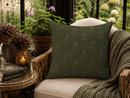 Olive Green Thistle Floral Pillow Cover