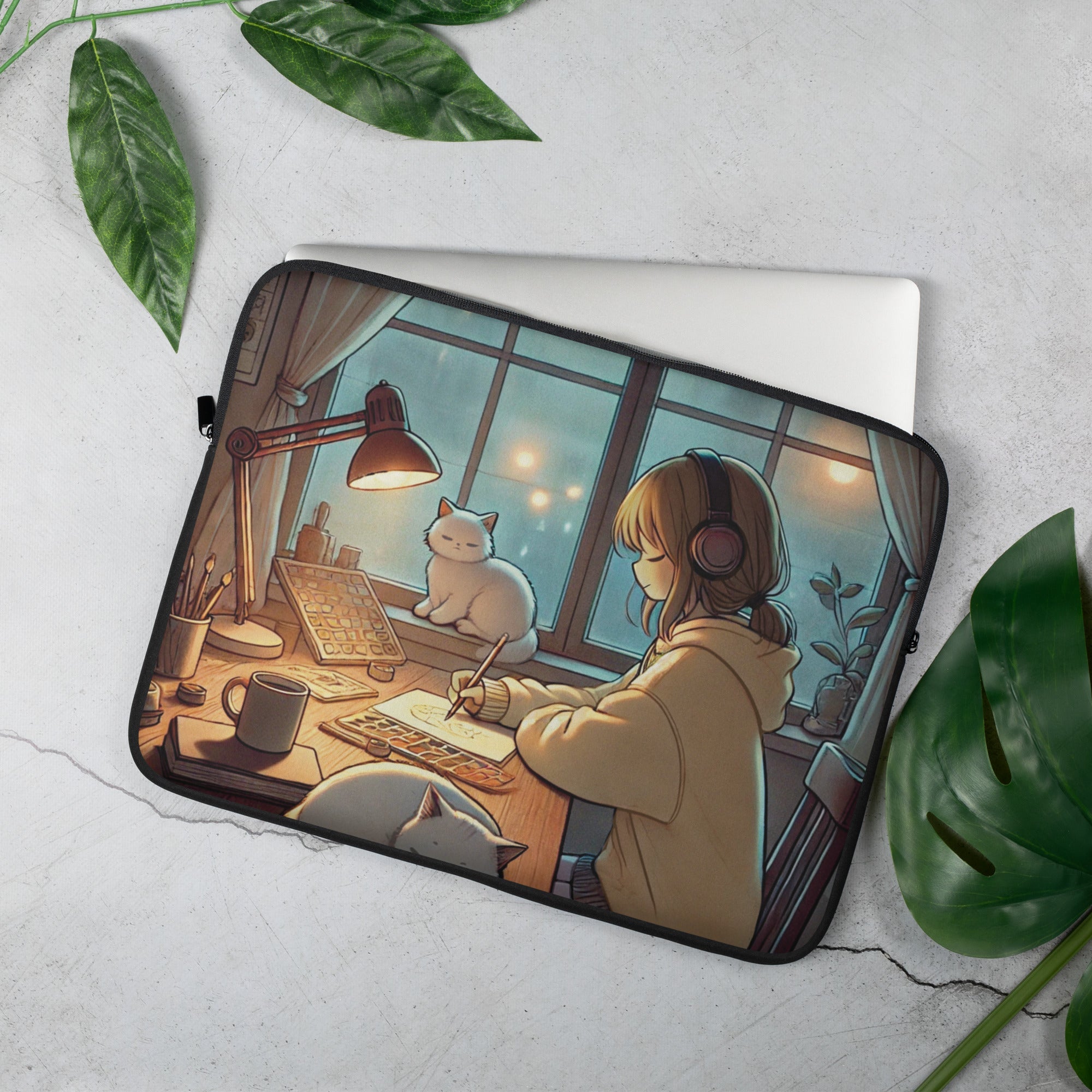 A Peaceful Night In - Lofi - Kawaii Laptop Sleeve - 15″ | High - Quality Laptop Case | Curated Chroma Designs