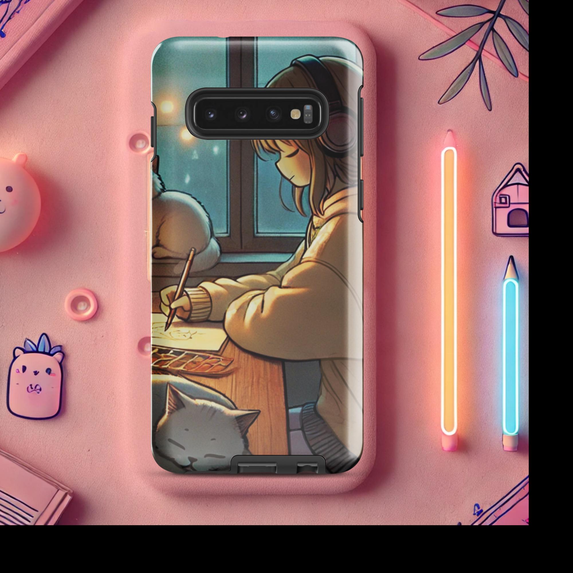 A Peaceful Night In - Lofi Kawaii Tough case for Samsung® - Samsung Galaxy S10 | High - Quality Phone Case | Curated Chroma Designs