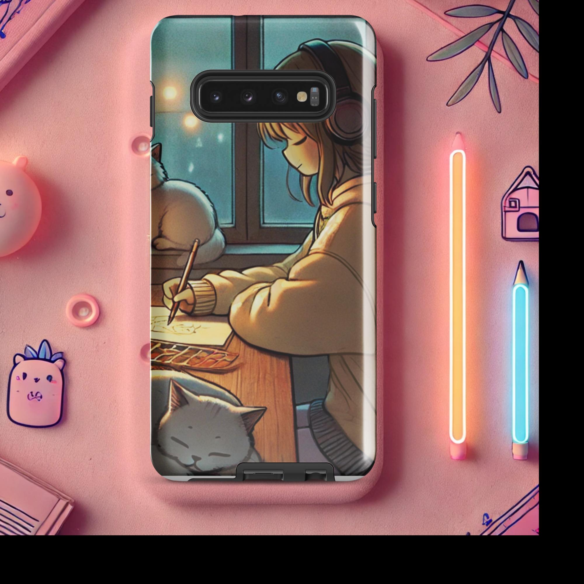 A Peaceful Night In - Lofi Kawaii Tough case for Samsung® - Samsung Galaxy S10 Plus | High - Quality Phone Case | Curated Chroma Designs