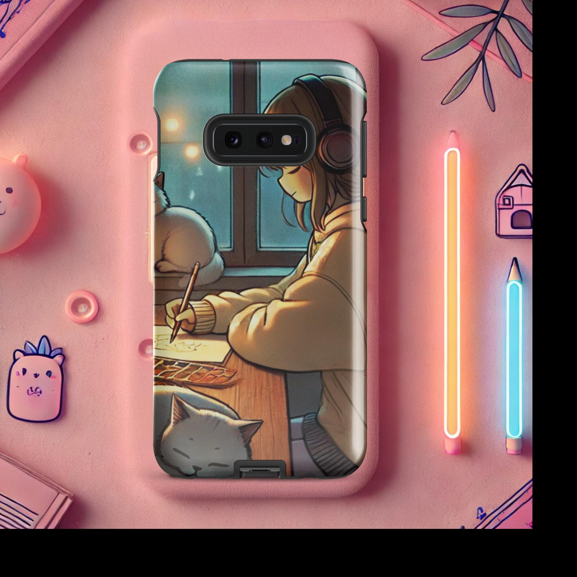 A Peaceful Night In - Lofi Kawaii Tough case for Samsung® - Samsung Galaxy S10e | High - Quality Phone Case | Curated Chroma Designs