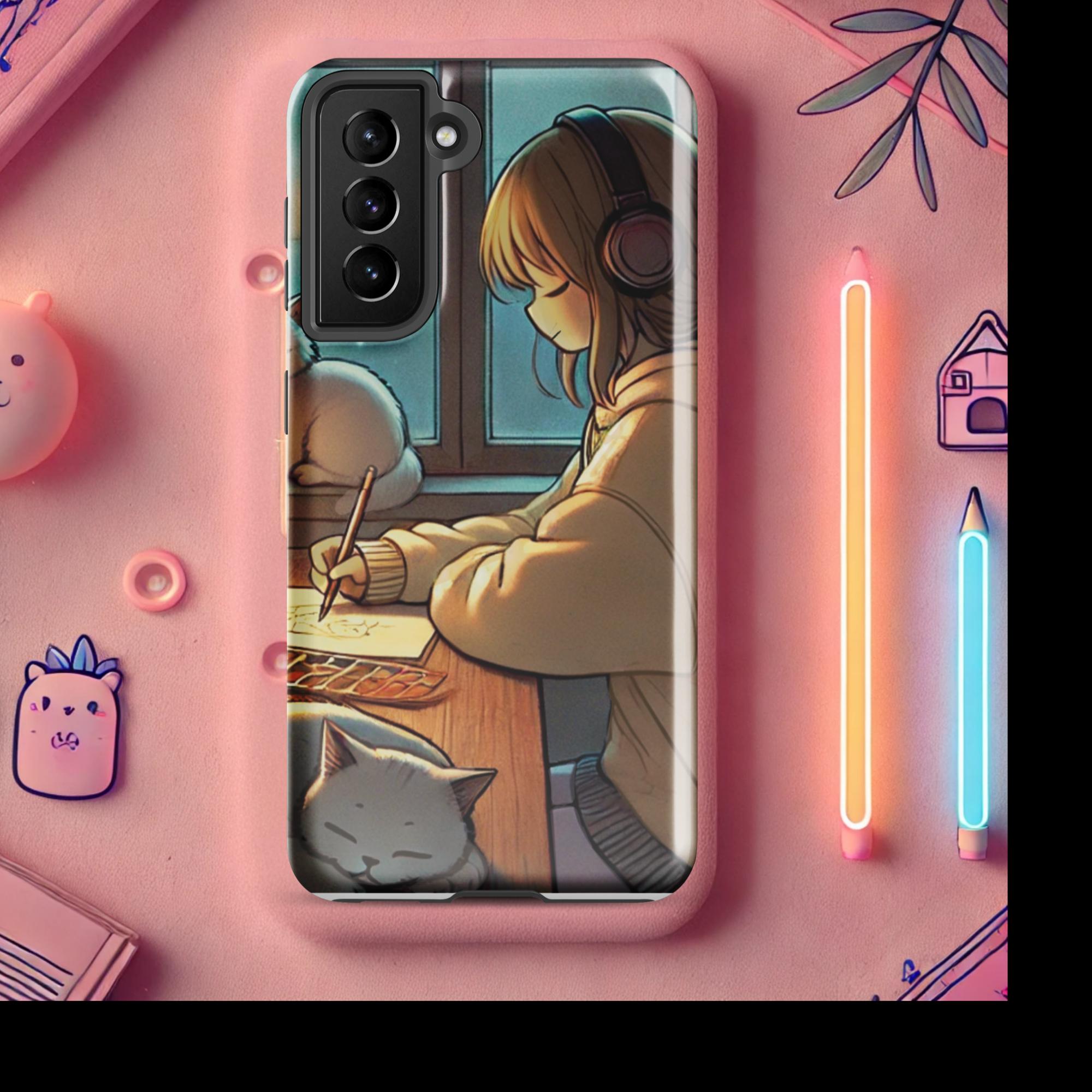 A Peaceful Night In - Lofi Kawaii Tough case for Samsung® - Samsung Galaxy S21 | High - Quality Phone Case | Curated Chroma Designs