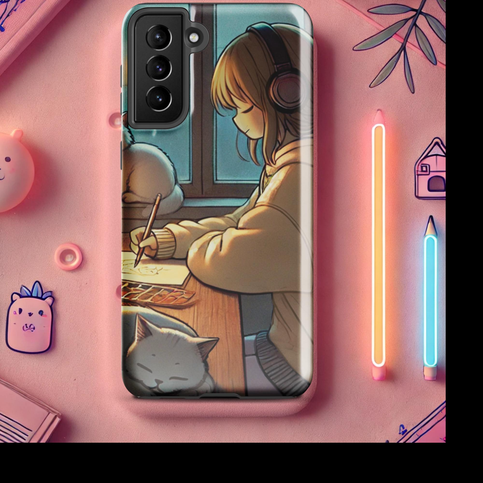 A Peaceful Night In - Lofi Kawaii Tough case for Samsung® - Samsung Galaxy S21 Plus | High - Quality Phone Case | Curated Chroma Designs