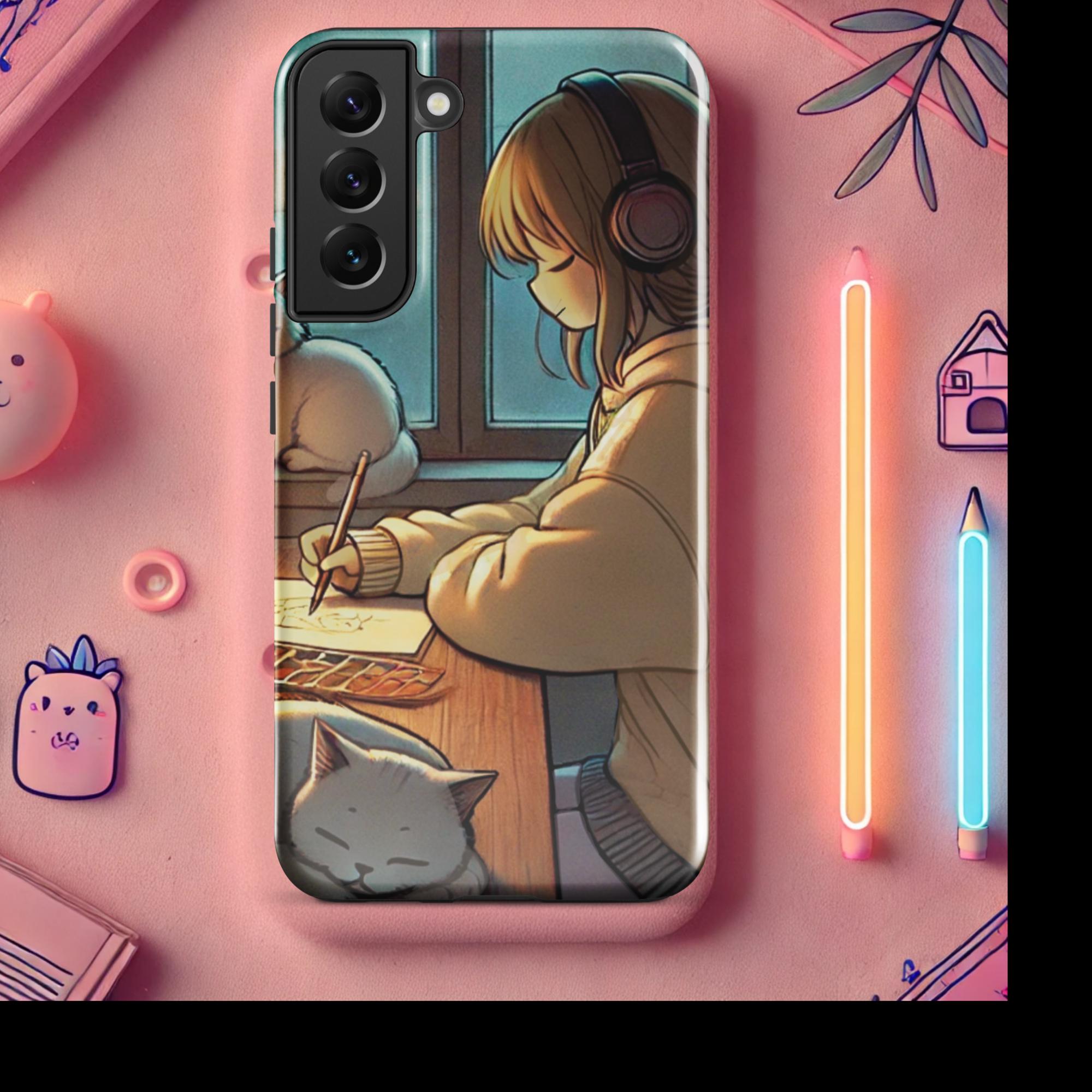 A Peaceful Night In - Lofi Kawaii Tough case for Samsung® - Samsung Galaxy S22 Plus | High - Quality Phone Case | Curated Chroma Designs