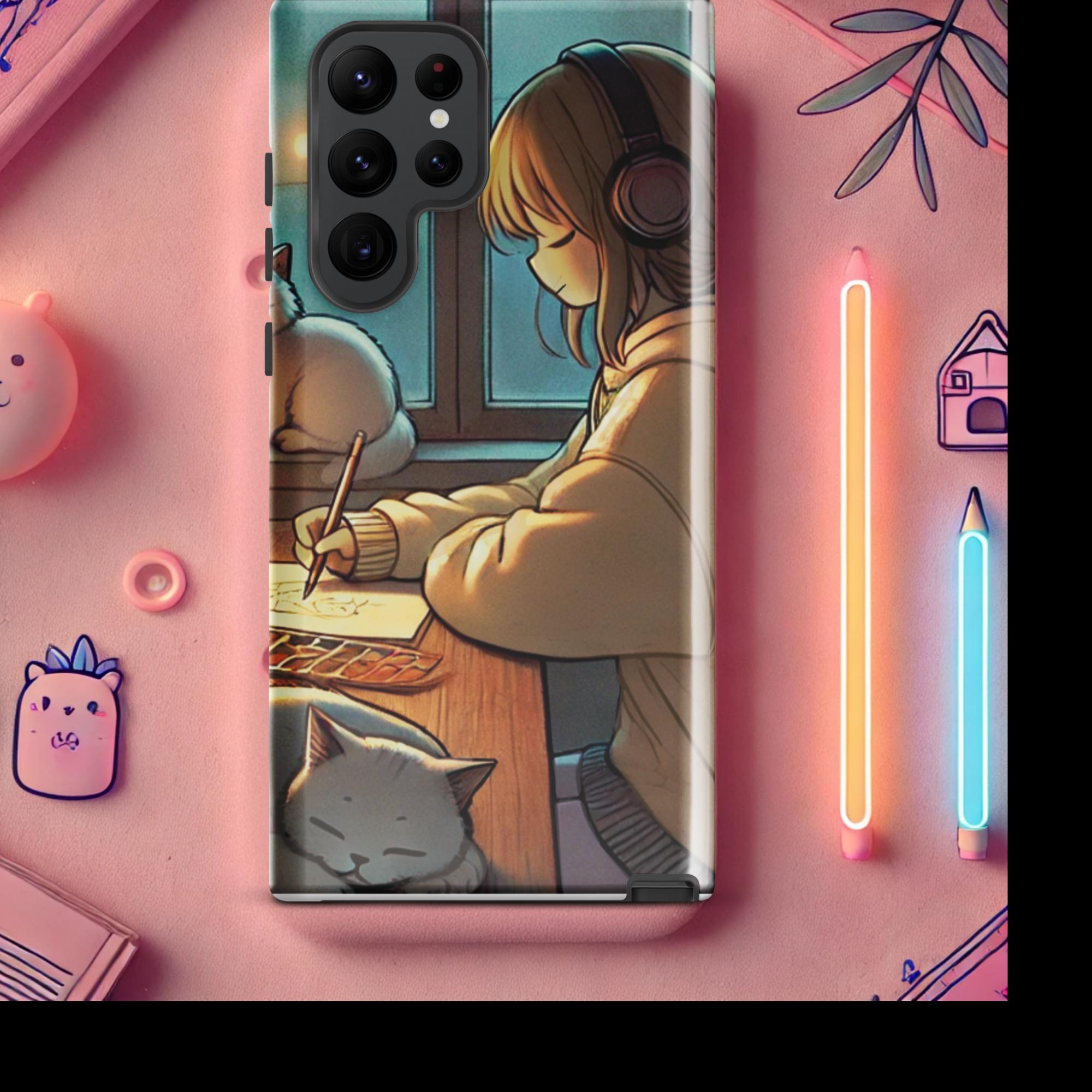 A Peaceful Night In - Lofi Kawaii Tough case for Samsung® - Samsung Galaxy S22 Ultra | High - Quality Phone Case | Curated Chroma Designs