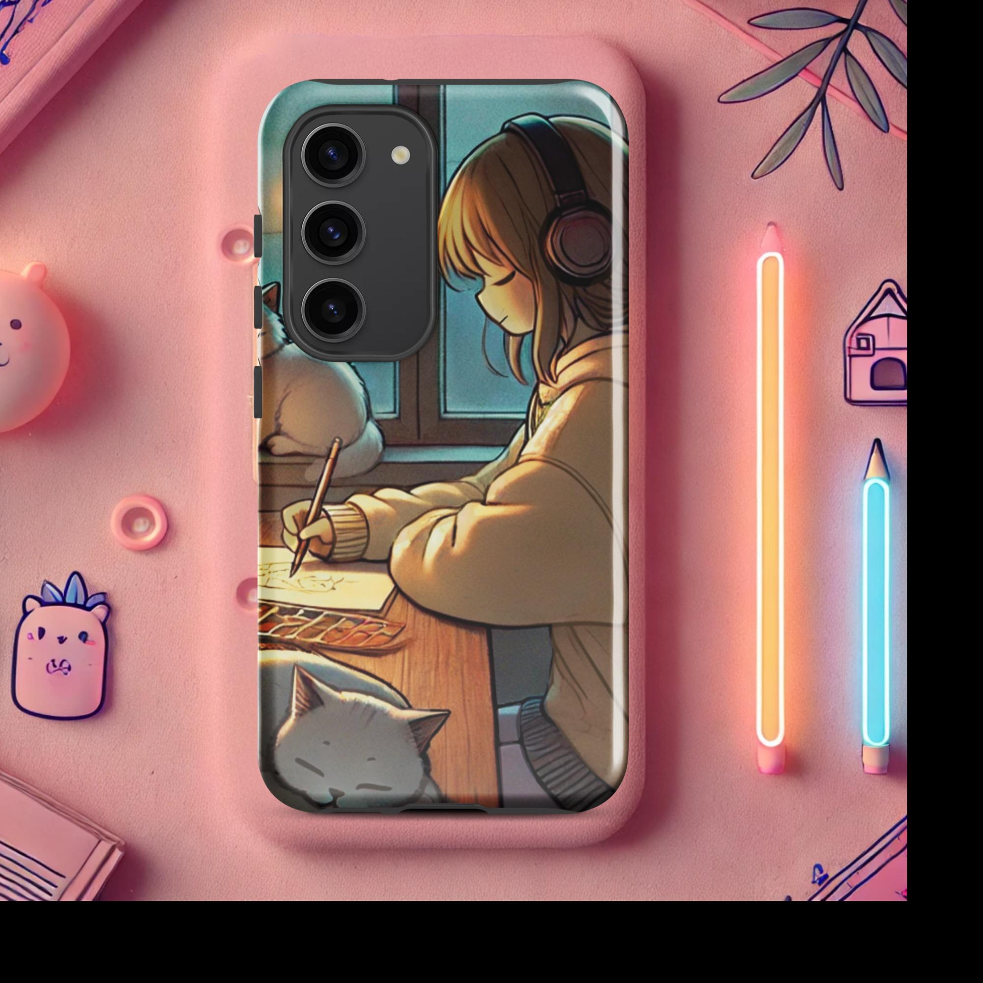 A Peaceful Night In - Lofi Kawaii Tough case for Samsung® - Samsung Galaxy S23 | High - Quality Phone Case | Curated Chroma Designs