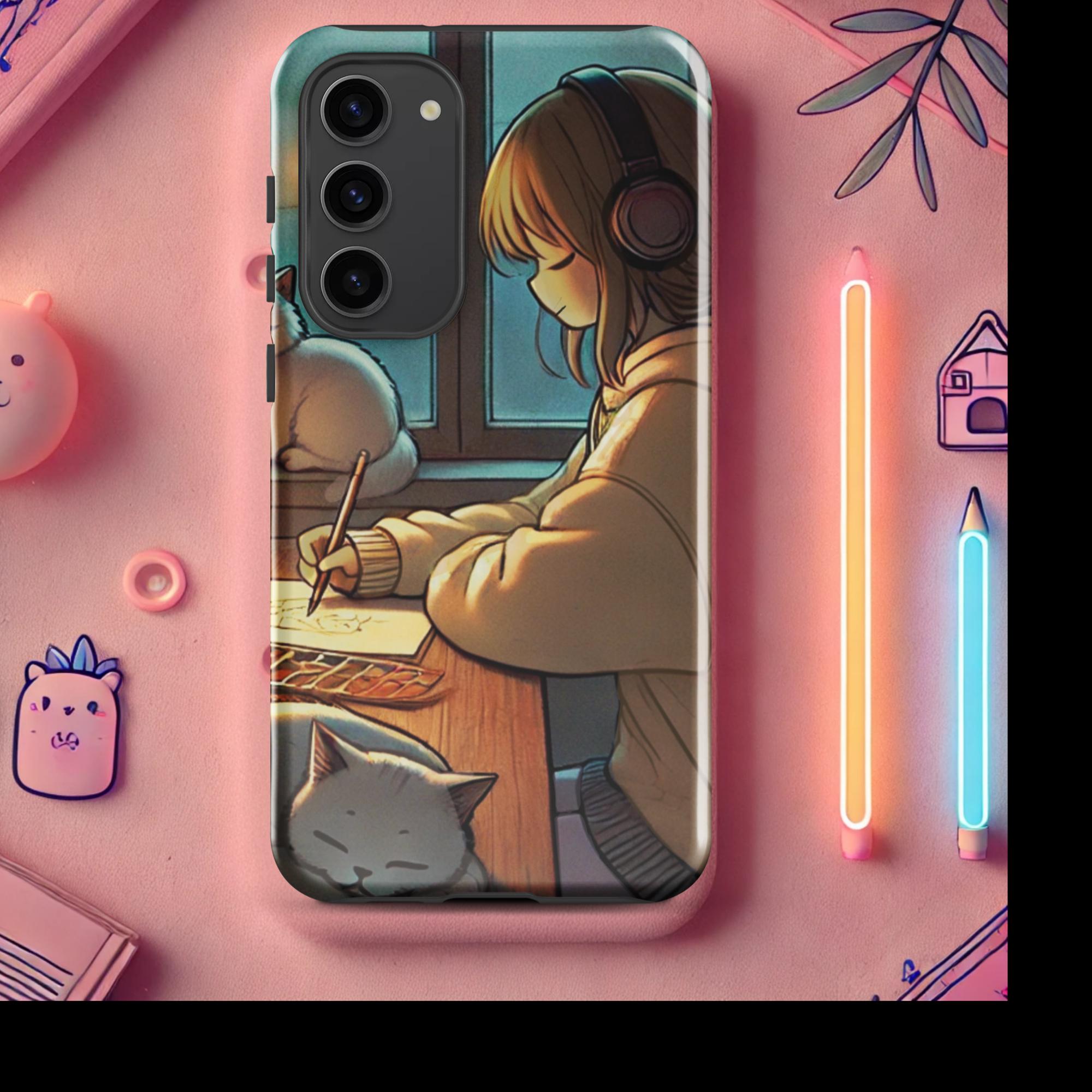 A Peaceful Night In - Lofi Kawaii Tough case for Samsung® - Samsung Galaxy S23 Plus | High - Quality Phone Case | Curated Chroma Designs