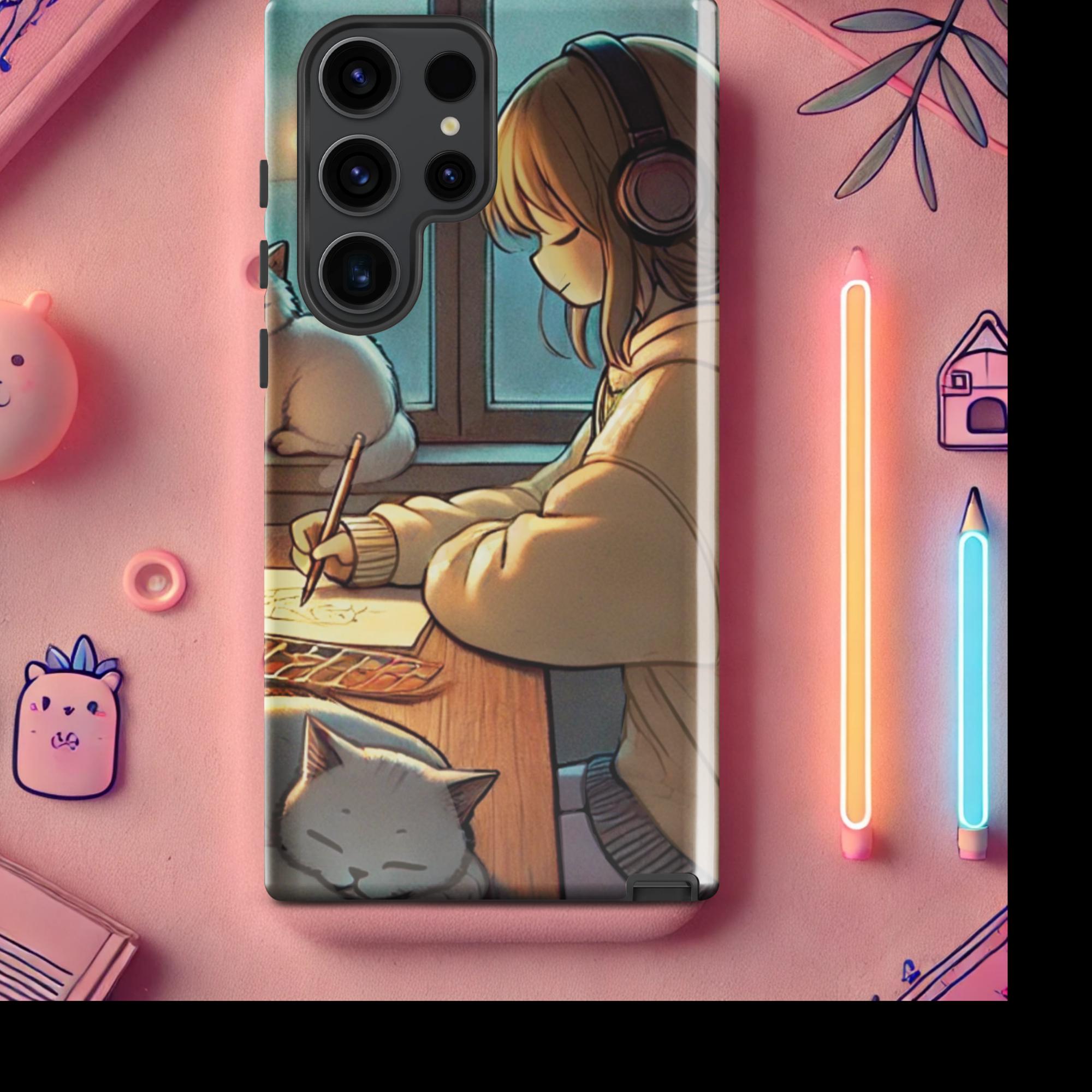 A Peaceful Night In - Lofi Kawaii Tough case for Samsung® - Samsung Galaxy S23 Ultra | High - Quality Phone Case | Curated Chroma Designs