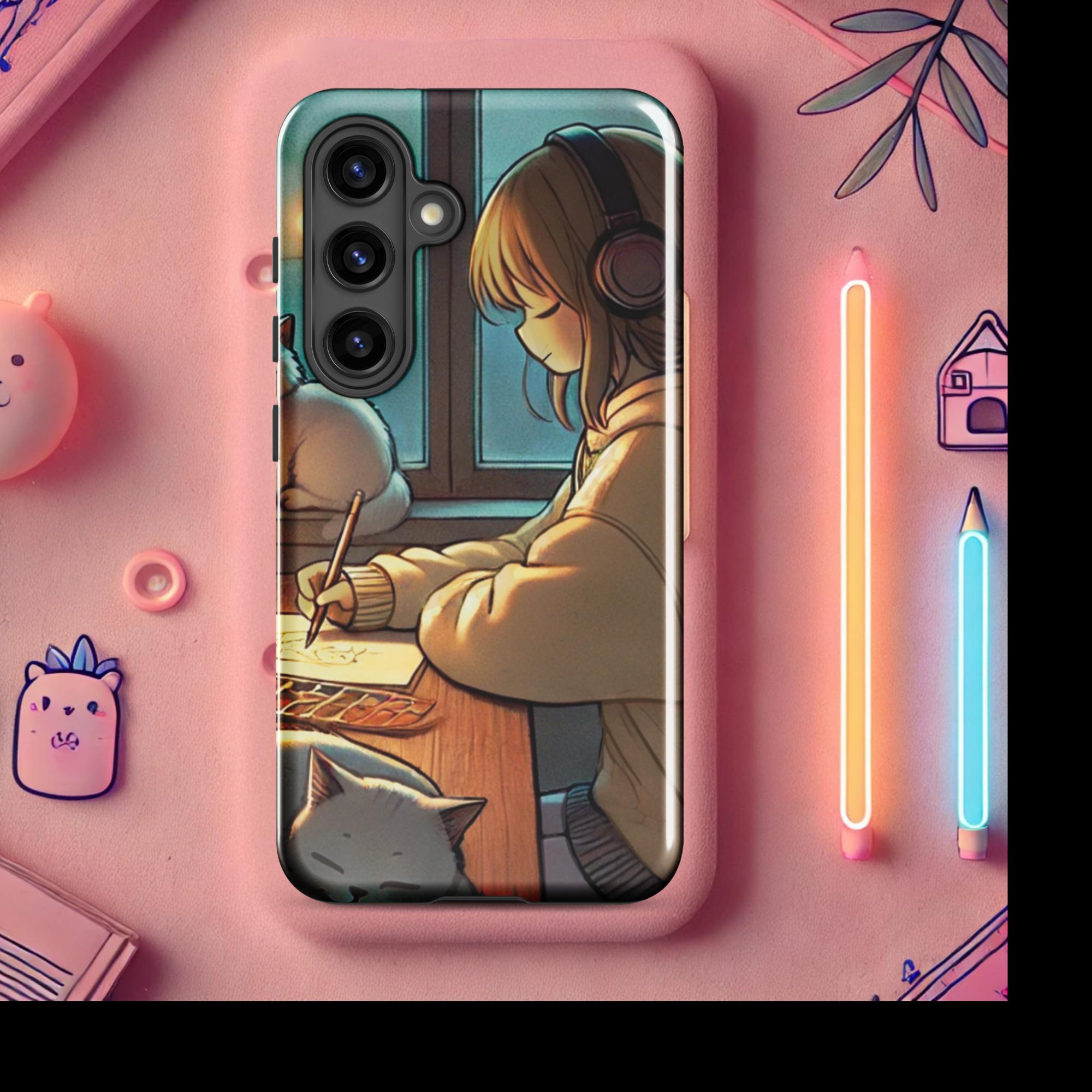 A Peaceful Night In - Lofi Kawaii Tough case for Samsung® - Samsung Galaxy S24 | High - Quality Phone Case | Curated Chroma Designs