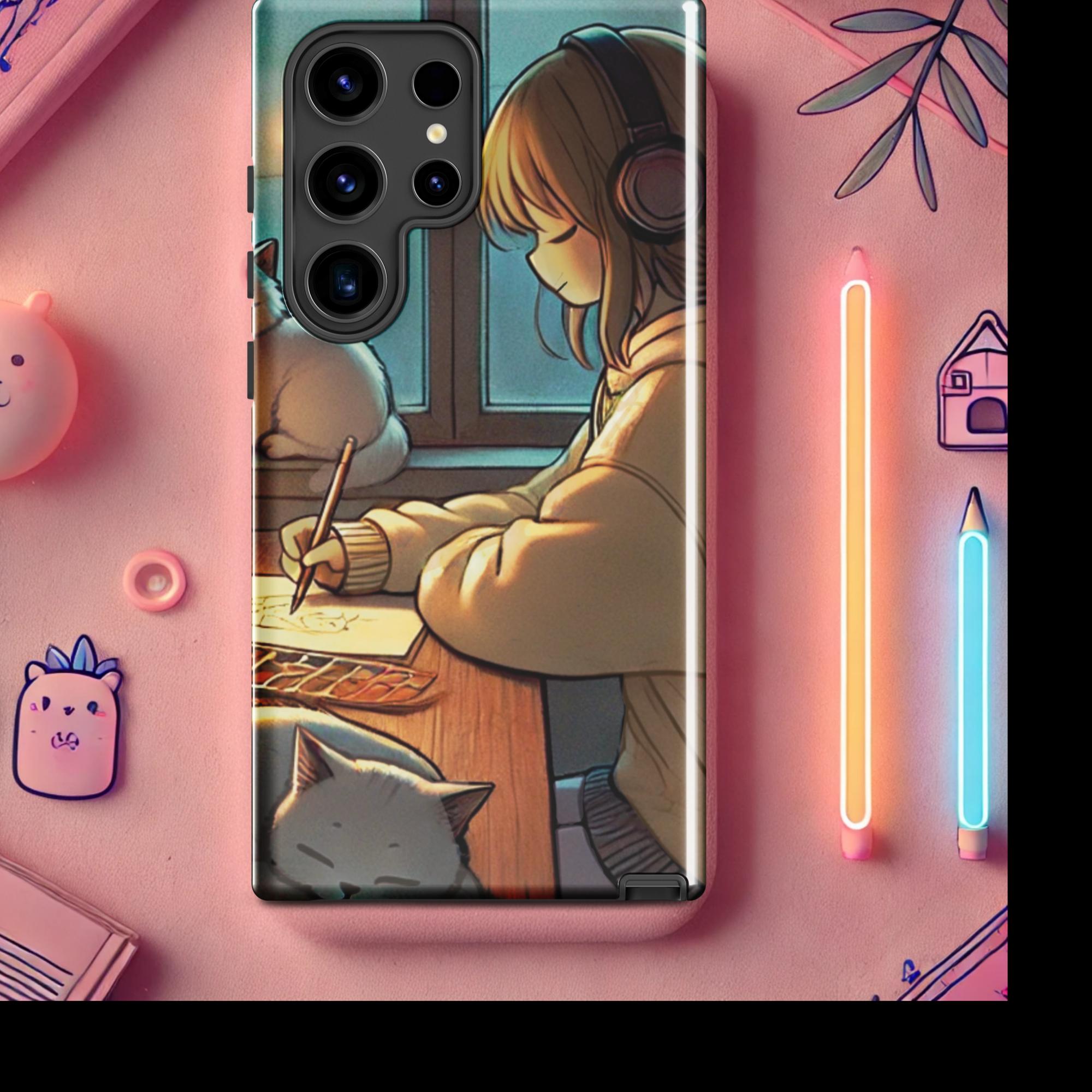 A Peaceful Night In - Lofi Kawaii Tough case for Samsung® - Samsung Galaxy S24 Ultra | High - Quality Phone Case | Curated Chroma Designs