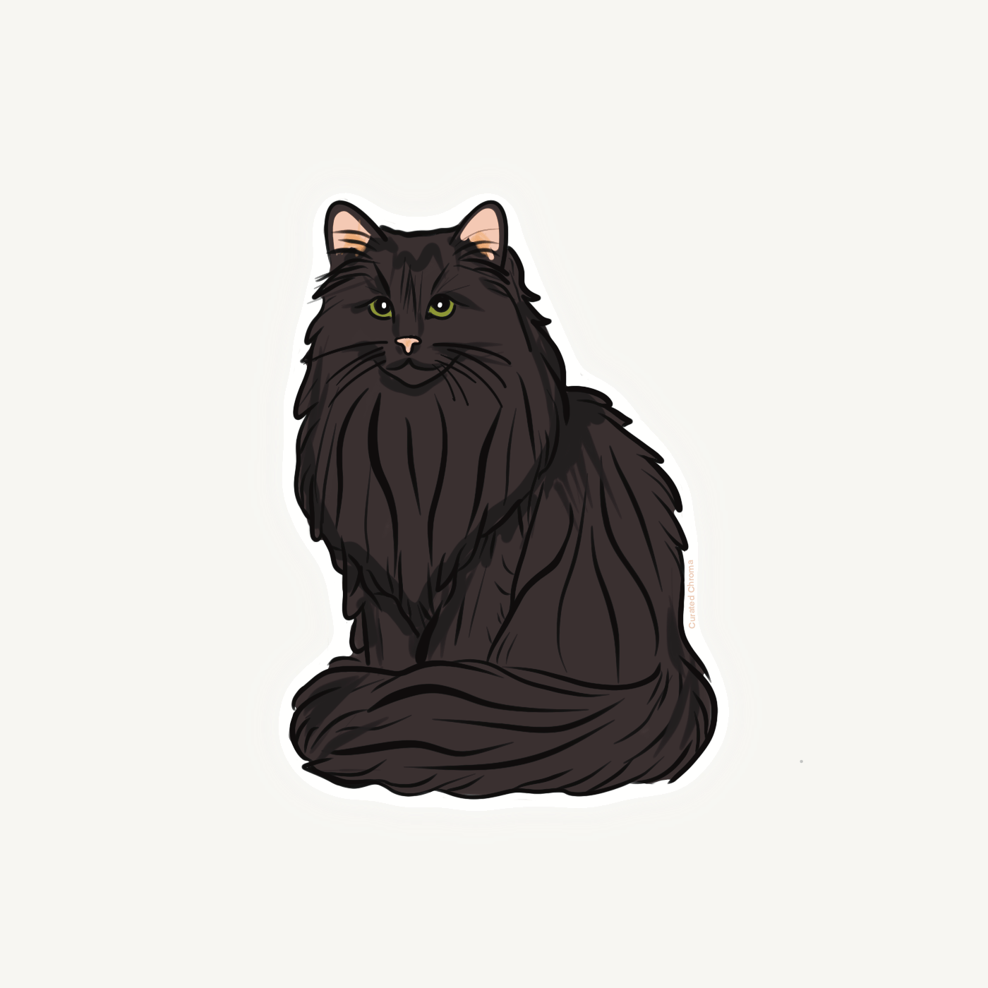 Black Cat Die Cut Sticker - | High - Quality Waterproof Sticker | Curated Chroma Designs