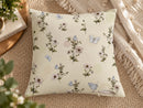 Blue Butterfly & Ivory Floral Pillow Cover