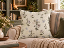 Blue Butterfly & Ivory Floral Pillow Cover