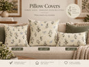 Blue Butterfly & Ivory Floral Pillow Cover