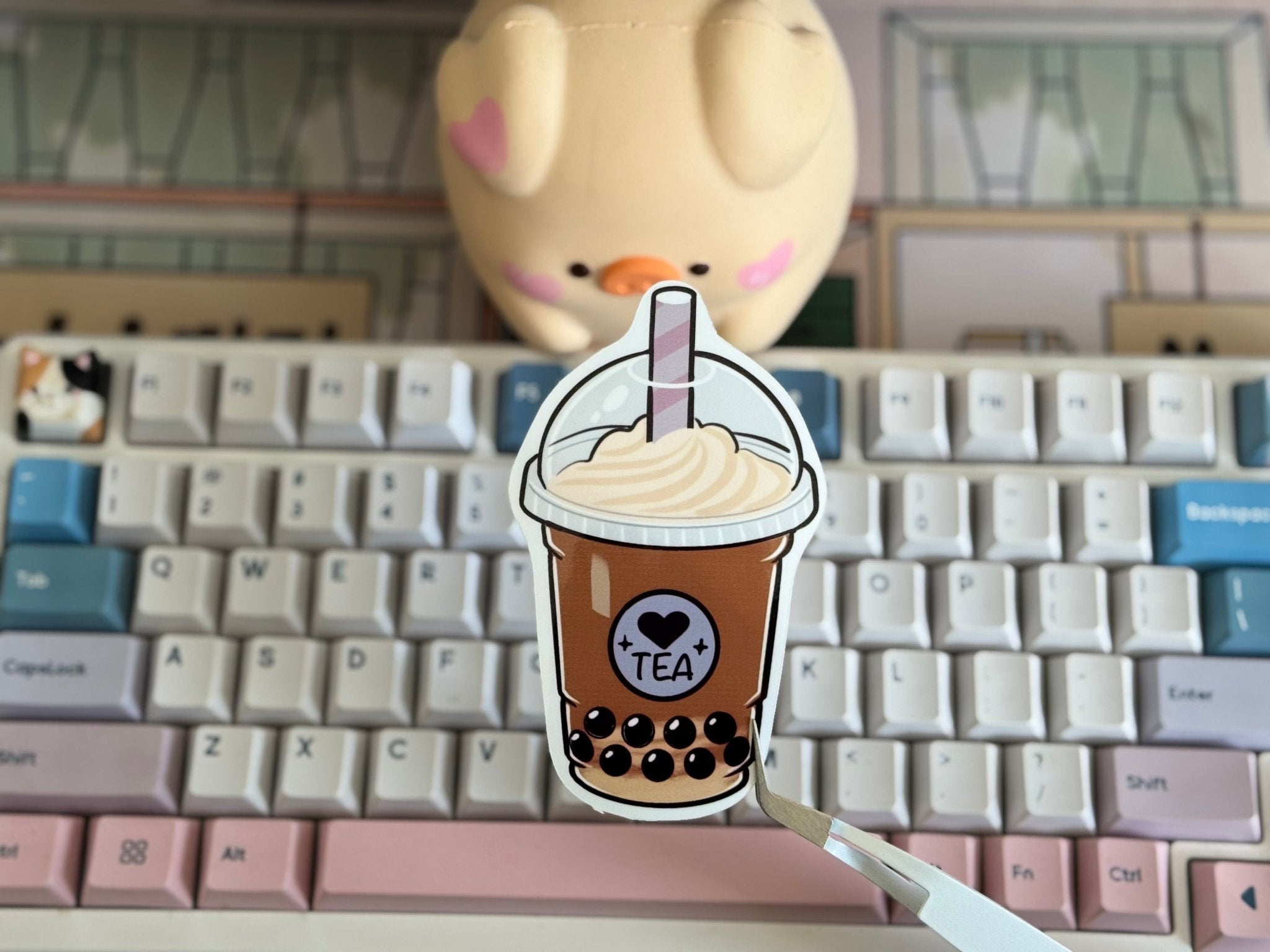 Boba Tea Die Cut Sticker - Holographic | High - Quality Waterproof Sticker - Holographic | Curated Chroma Designs