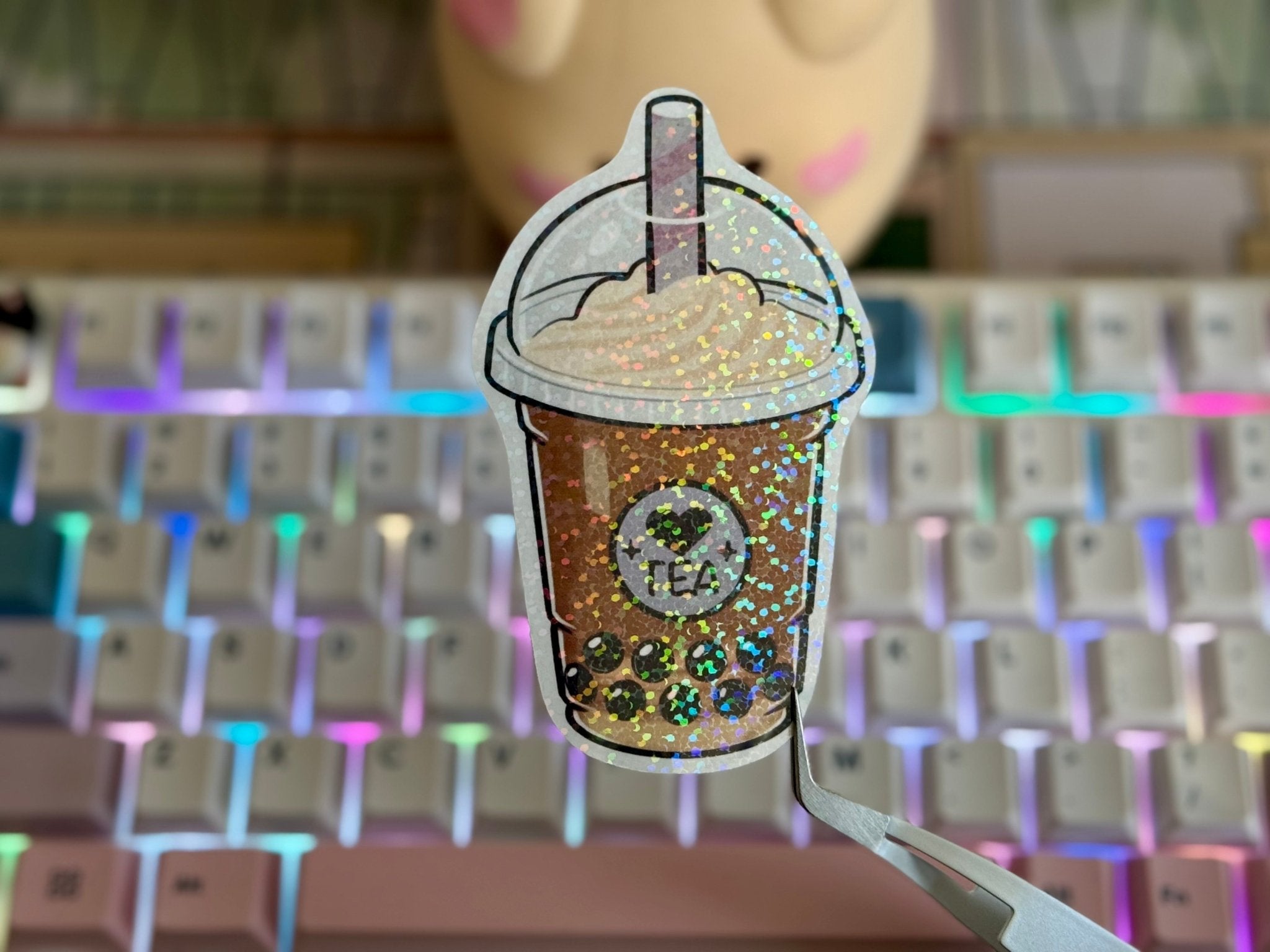 Boba Tea Die Cut Sticker - Holographic | High - Quality Waterproof Sticker - Holographic | Curated Chroma Designs