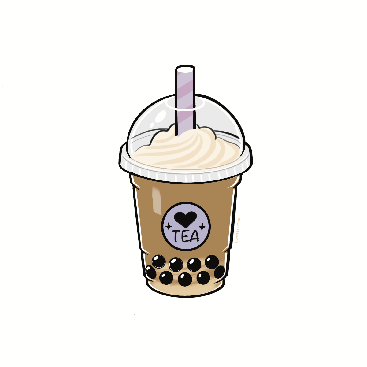 Boba Tea Die Cut Sticker - Holographic | High - Quality Waterproof Sticker - Holographic | Curated Chroma Designs