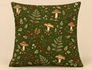 Forest Mushroom & Fern Botanical Pillow Cover