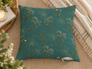 Muted Teal Ivory Floral & Gold Speckle Pillow Cover
