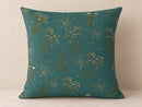Muted Teal Ivory Floral & Gold Speckle Pillow Cover