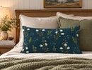 Navy Blue & White Bell Flower Pillow Cover