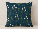 Navy Blue & White Bell Flower Pillow Cover