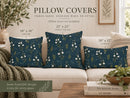 Navy Blue & White Bell Flower Pillow Cover