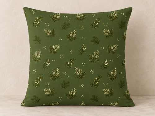 Olive Green Evergreen & Berry Pillow Cover