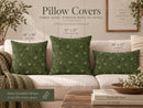 Olive Green Evergreen & Berry Pillow Cover