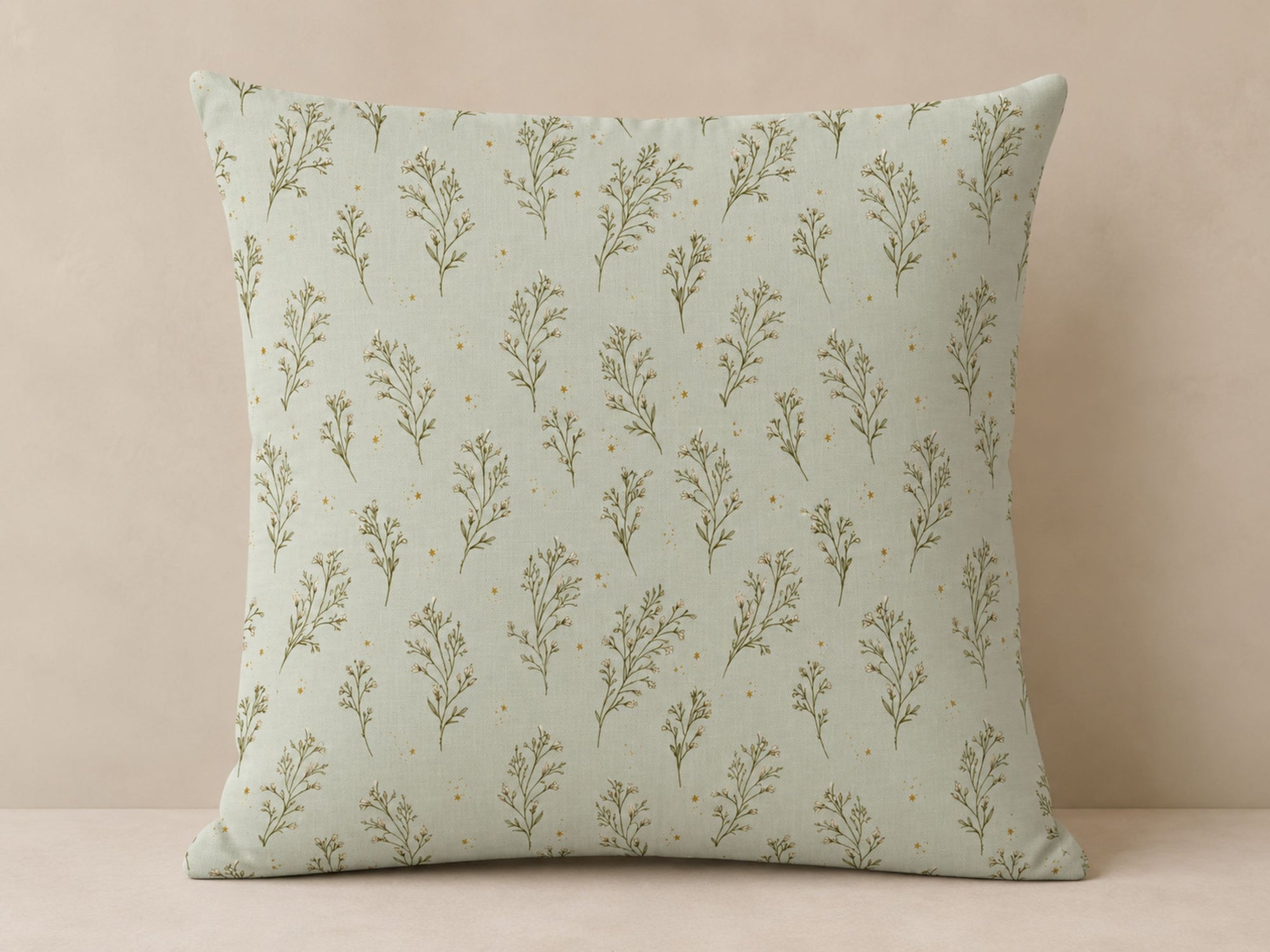 Pale Sage Floral Sprig Pillow Cover