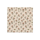 A square fabric napkin or paper towel featuring a vintage-style floral and butterfly pattern on a warm beige background.