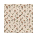 A square flat product, likely a coaster or mat, featuring a vintage-style botanical pattern with poppy flowers, leaves, and butterflies on a warm beige background.
