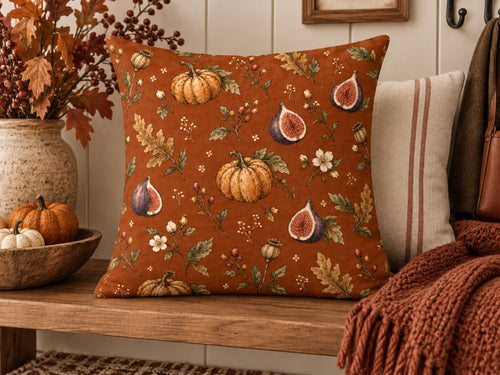 Pumpkin & Fig Harvest Botanical Pillow Cover