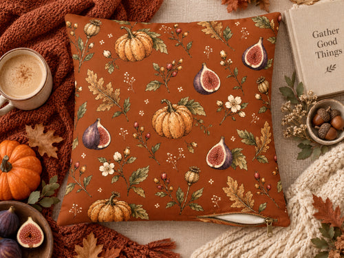 Pumpkin & Fig Harvest Botanical Pillow Cover