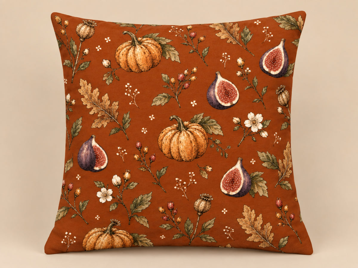 Pumpkin & Fig Harvest Botanical Pillow Cover