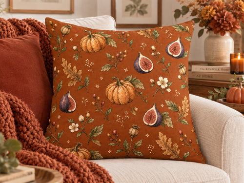 Pumpkin & Fig Harvest Botanical Pillow Cover