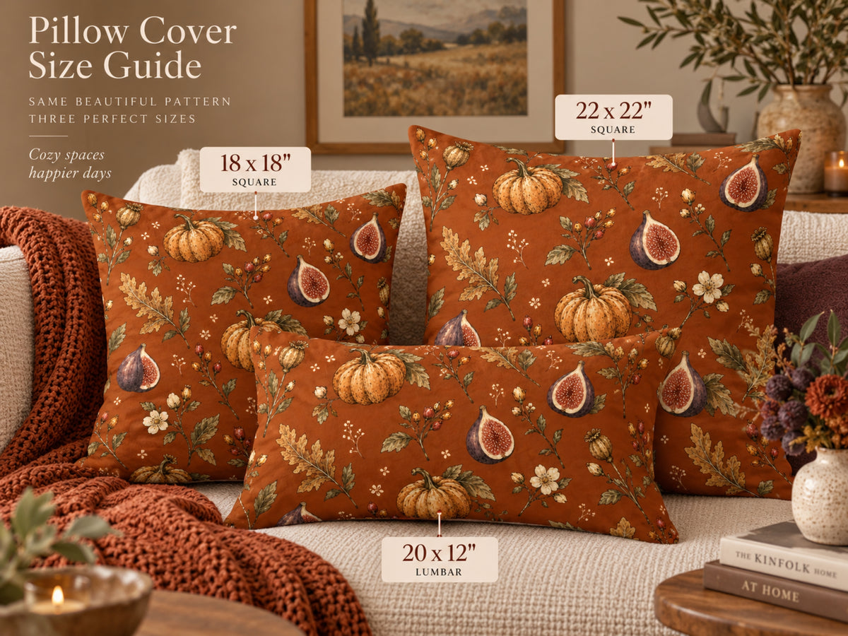 Pumpkin & Fig Harvest Botanical Pillow Cover