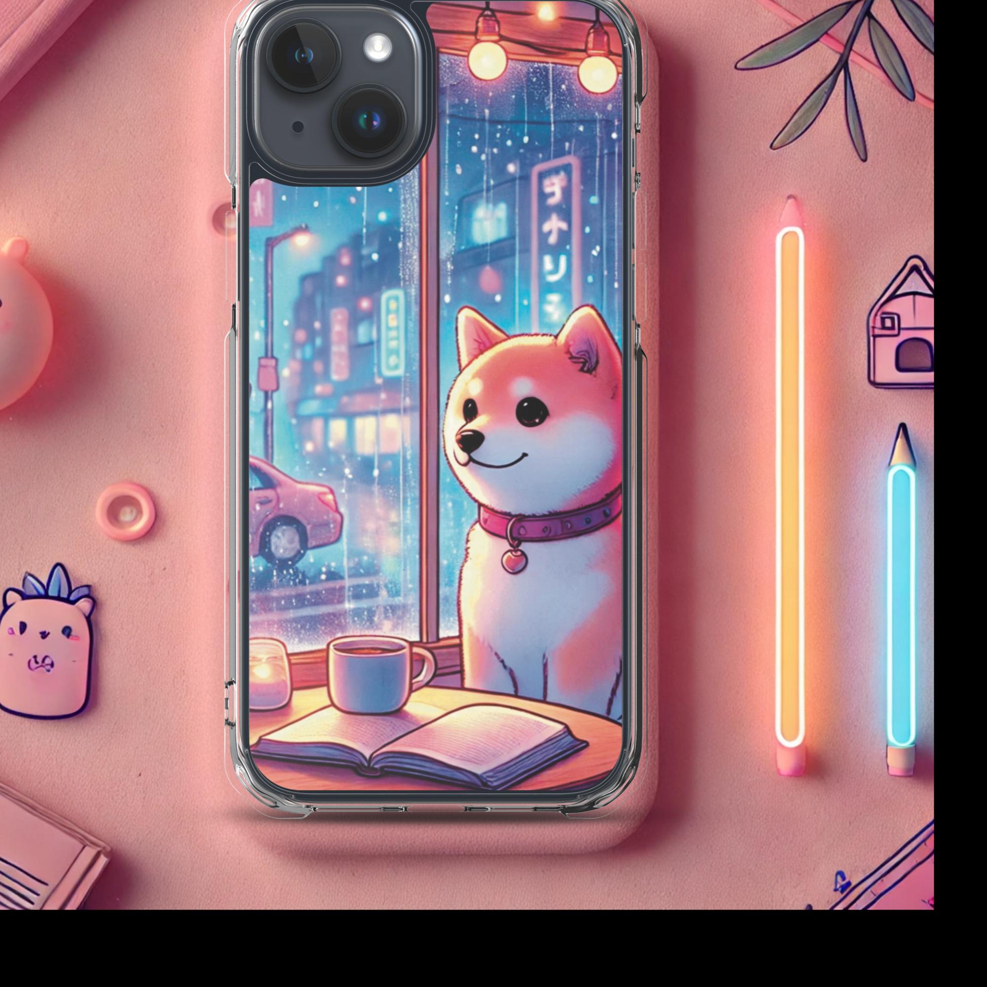 Rainy Day Cafe - Lofi Kawaii Clear Case for iPhone® - iPhone 15 Plus | High - Quality Phone Case | Curated Chroma Designs