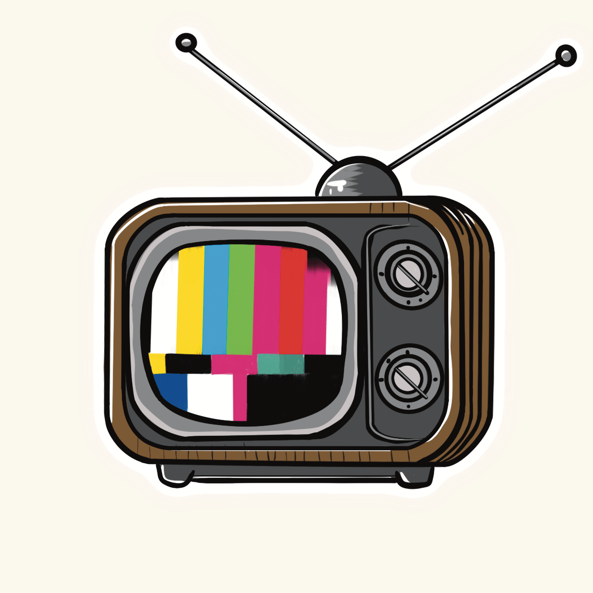 Retro TV Die Cut Sticker - | High - Quality Waterproof Sticker | Curated Chroma Designs