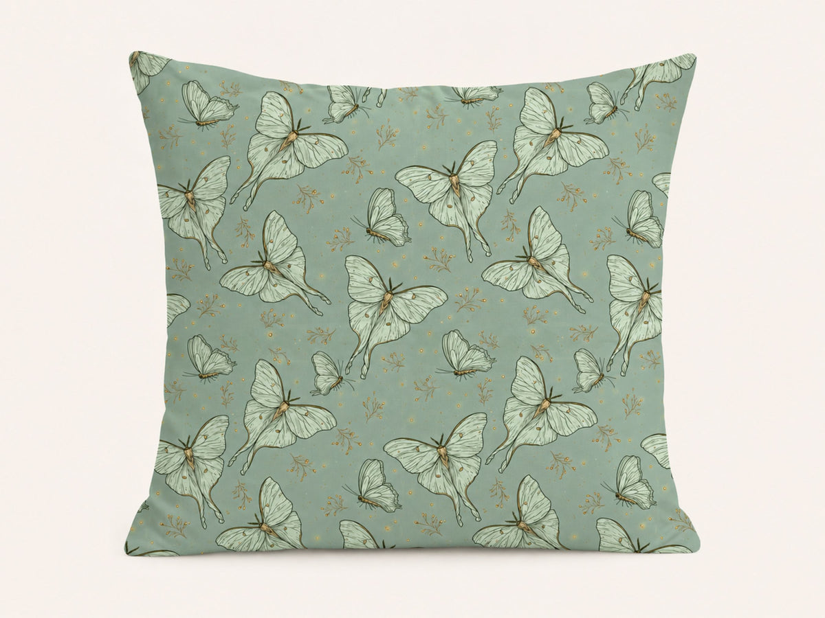 Sage Green Luna Moth Pillow Cover