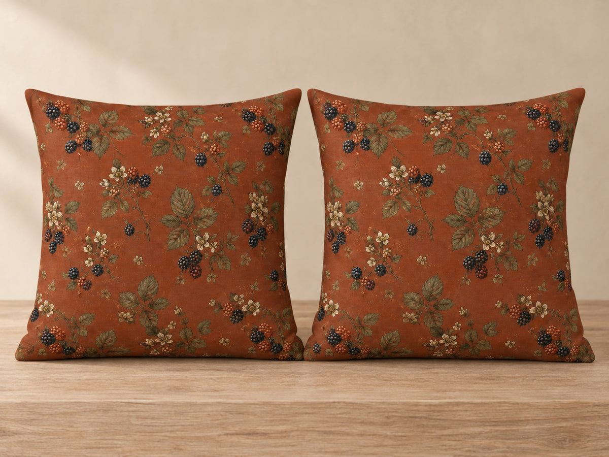 Terracotta Blackberry Bramble Pillow Cover Set of 2